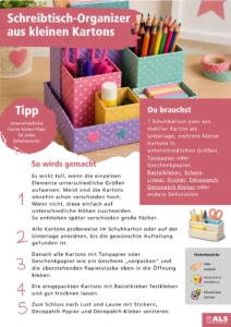 Schreibtisch Organizer aus kleinen Kartons 1
